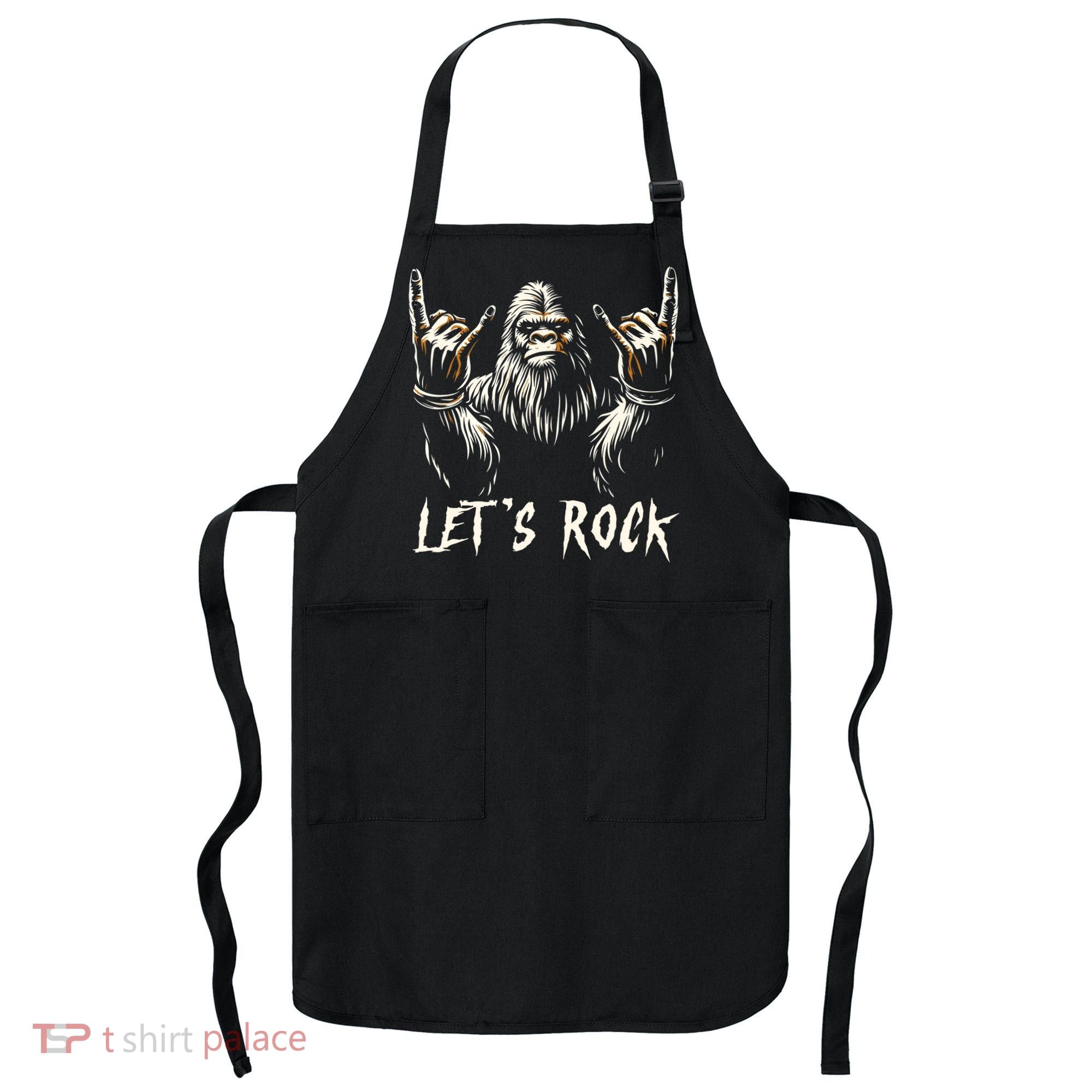 Bigfoot Lets Rock And Roll Funny Apron