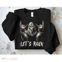 Bigfoot Lets Rock And Roll Funny Sweatshirt thumb 2