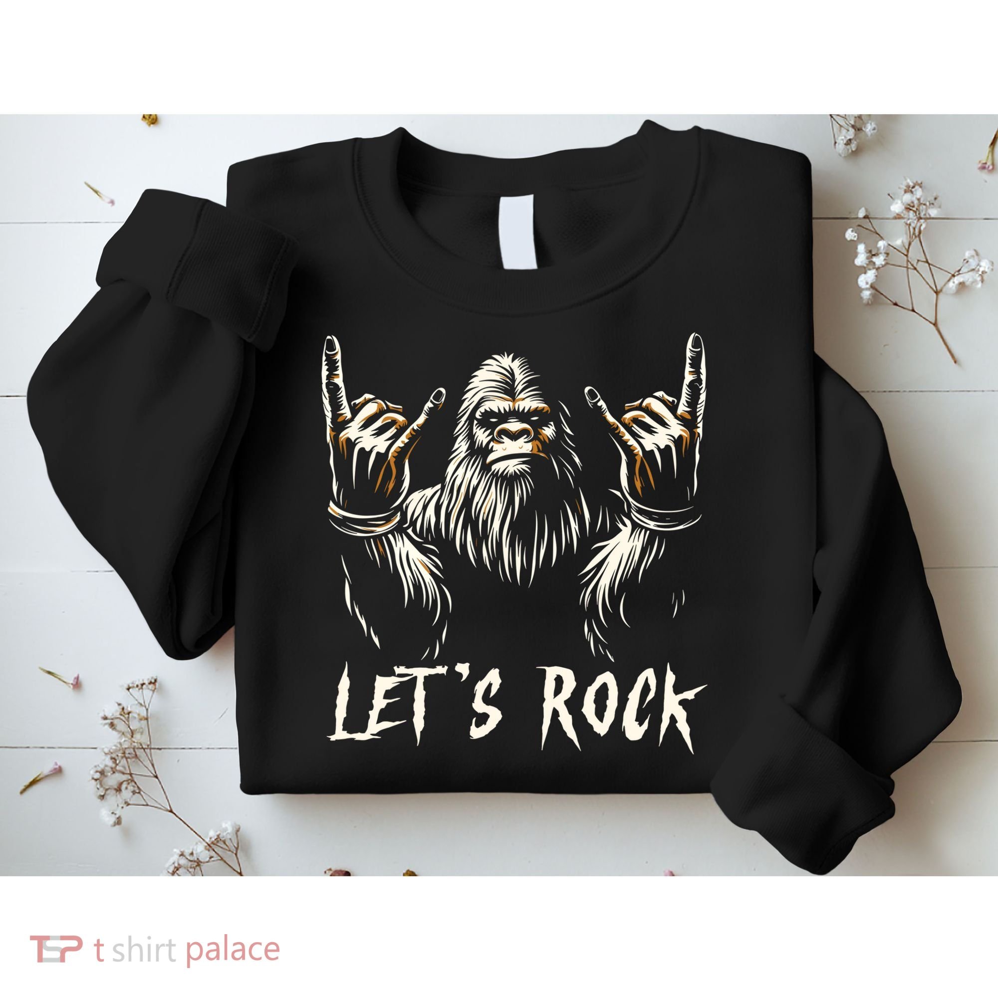Bigfoot Lets Rock And Roll Funny Sweatshirt