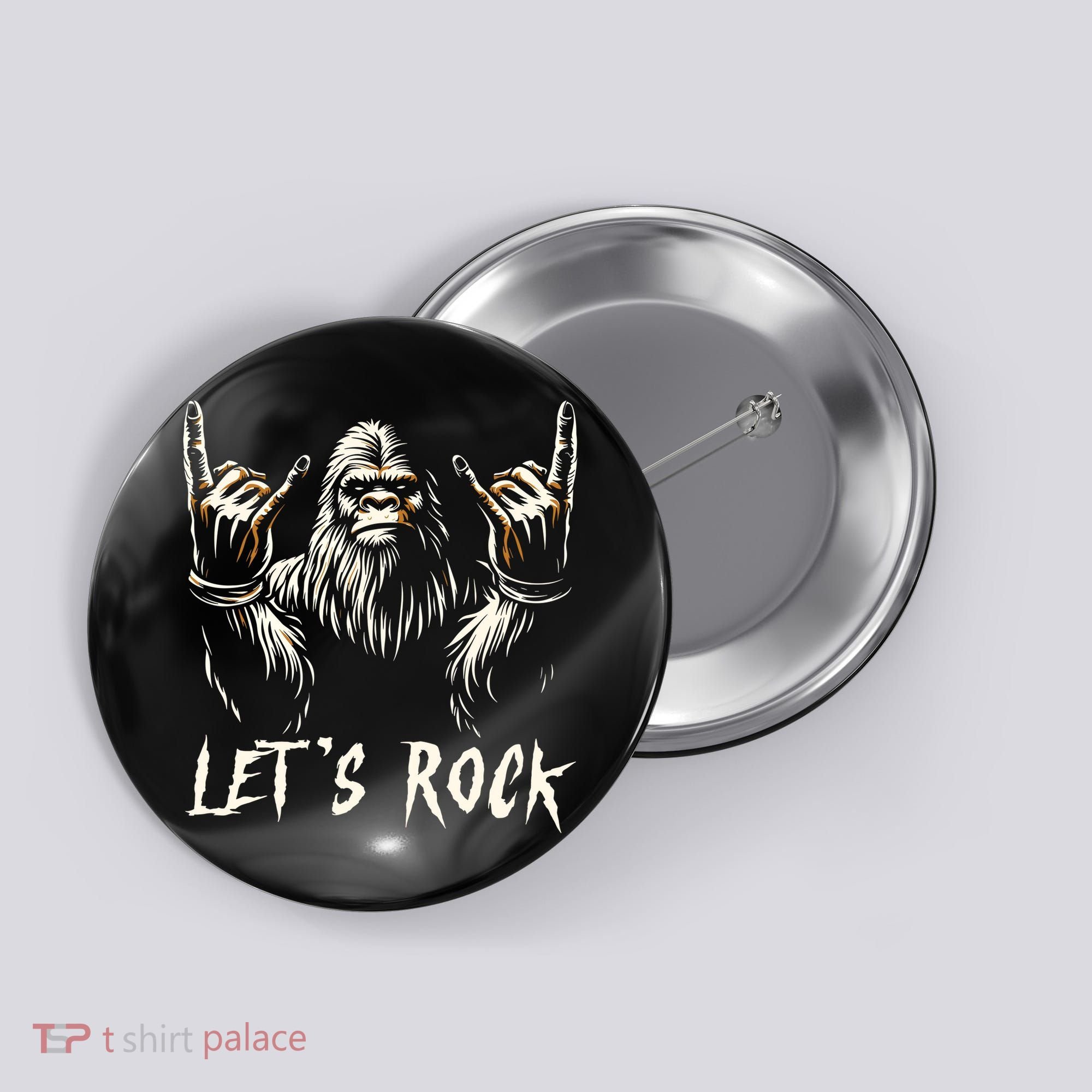 Bigfoot Lets Rock And Roll Funny Button