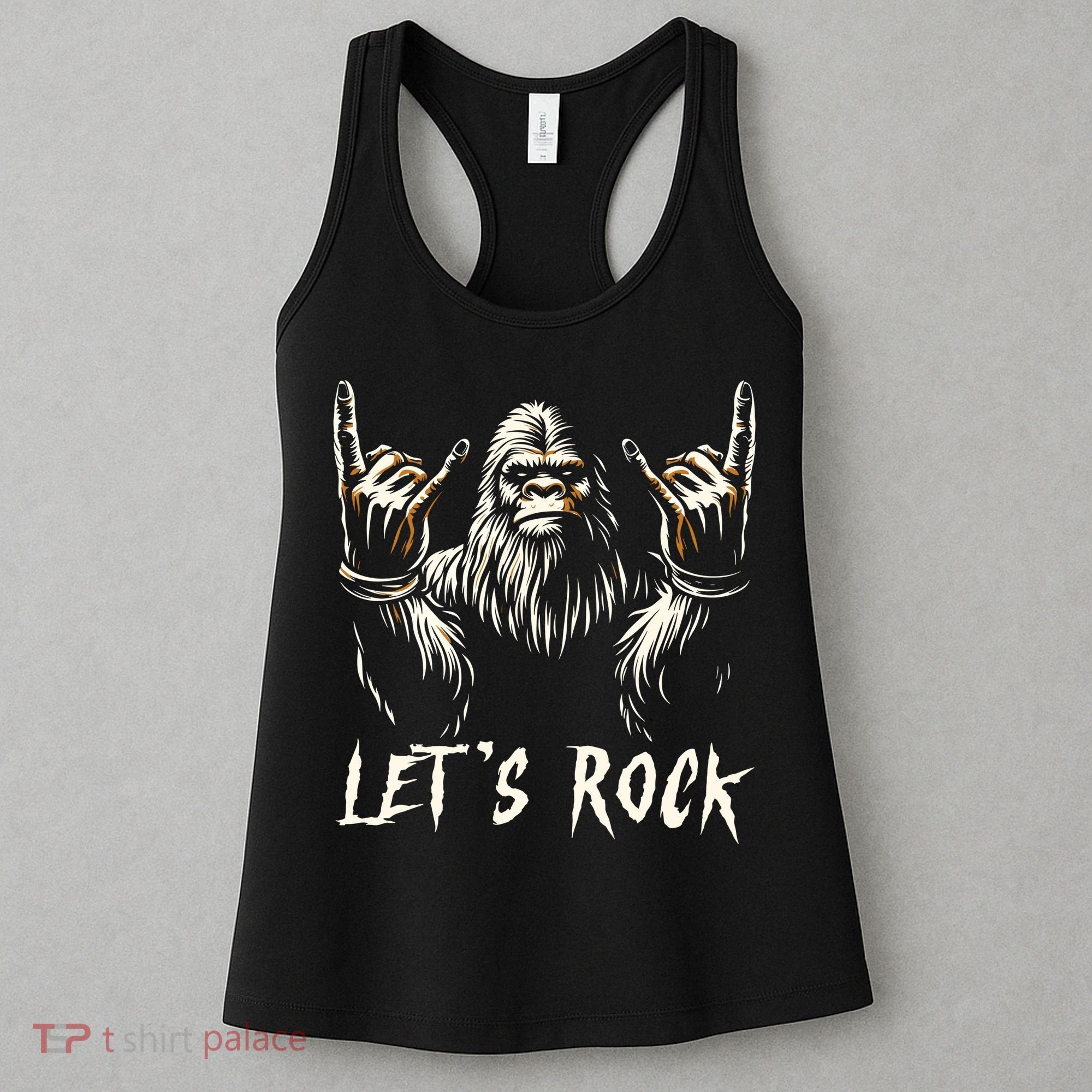Bigfoot Lets Rock And Roll Funny Women's Tank Top