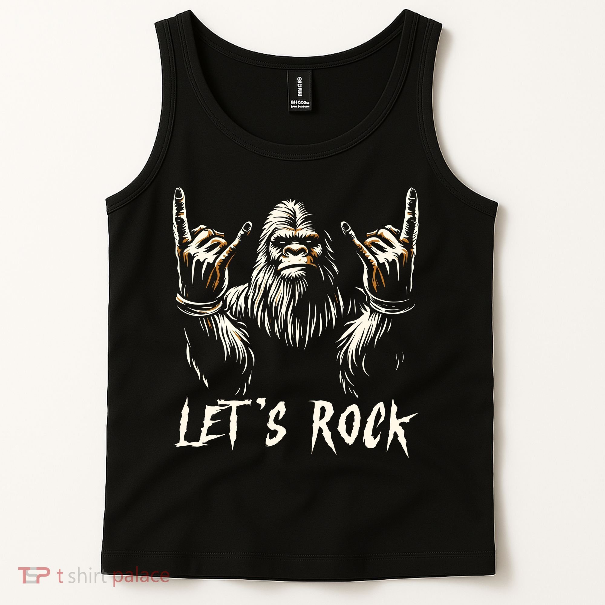 Bigfoot Lets Rock And Roll Funny Tank Top