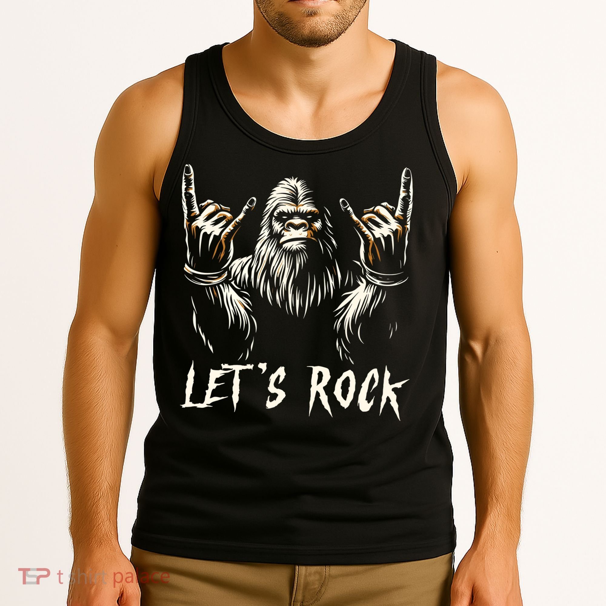 Bigfoot Lets Rock And Roll Funny Tank Top