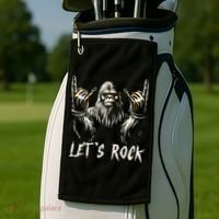 Bigfoot Lets Rock And Roll Funny Golf Towel thumb 2
