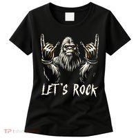 Bigfoot Lets Rock And Roll Funny Women's T-Shirt thumb 0