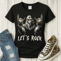 Bigfoot Lets Rock And Roll Funny Women's T-Shirt thumb 3