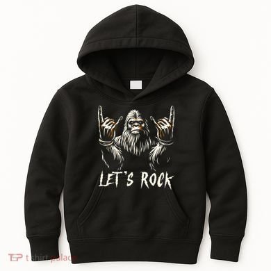 Bigfoot Lets Rock And Roll Funny Kids Hoodie