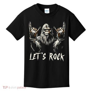 Bigfoot Lets Rock And Roll Funny Kids T-Shirt