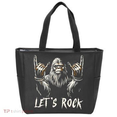 Bigfoot Lets Rock And Roll Funny Tote Bag