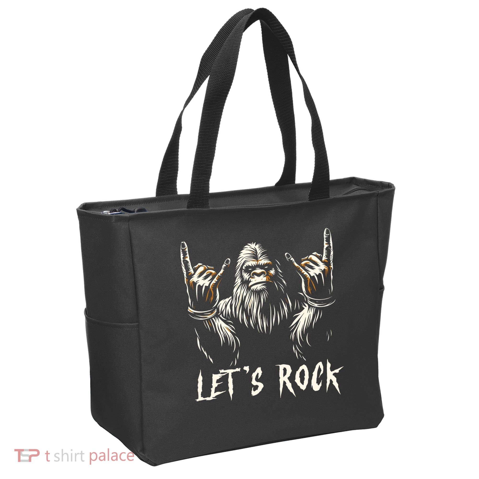 Bigfoot Lets Rock And Roll Funny Tote Bag
