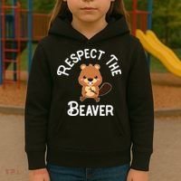Beaver Lover Respect The Beaver Kids Hoodie thumb 3
