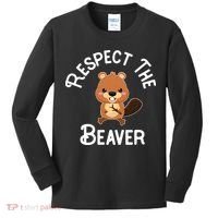 Beaver Lover Respect The Beaver Kids Long Sleeve Shirt thumb 0