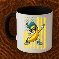 Banana Lover Retro American Flag Dabbing Coffee Mug thumb 2