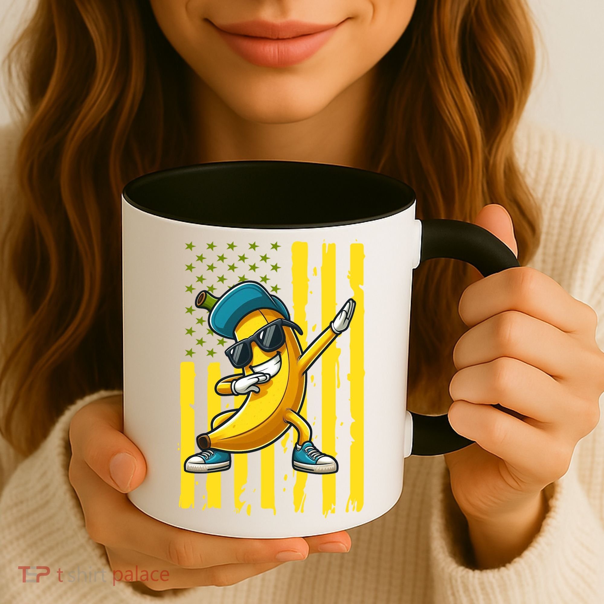 Banana Lover Retro American Flag Dabbing Coffee Mug