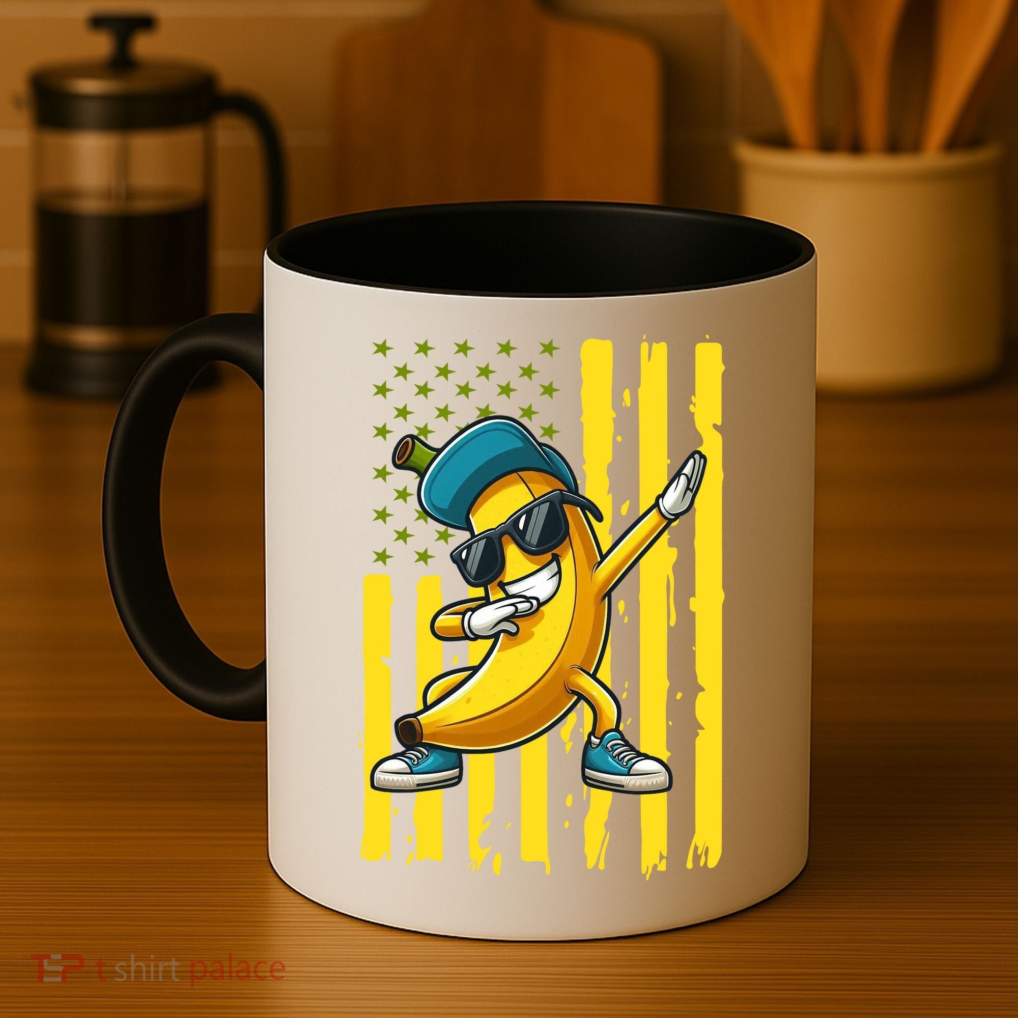 Banana Lover Retro American Flag Dabbing Coffee Mug