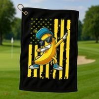 Banana Lover Retro American Flag Dabbing Golf Towel thumb 1