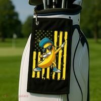 Banana Lover Retro American Flag Dabbing Golf Towel thumb 2