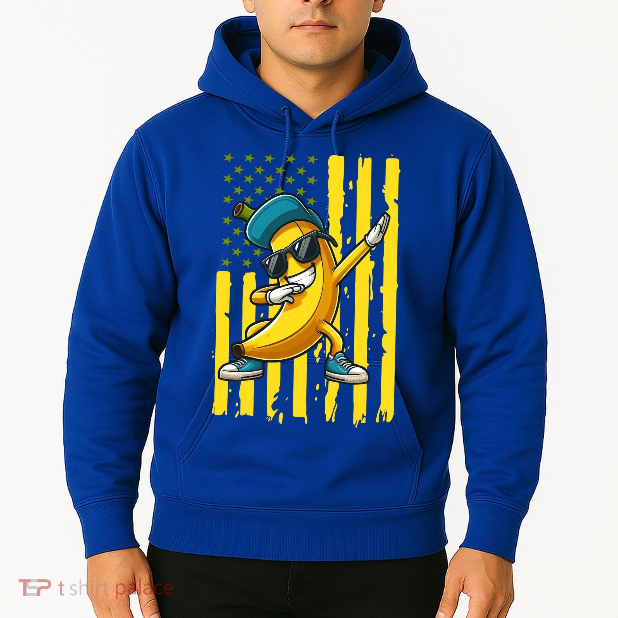 Banana Lover Retro American Flag Dabbing Hoodie