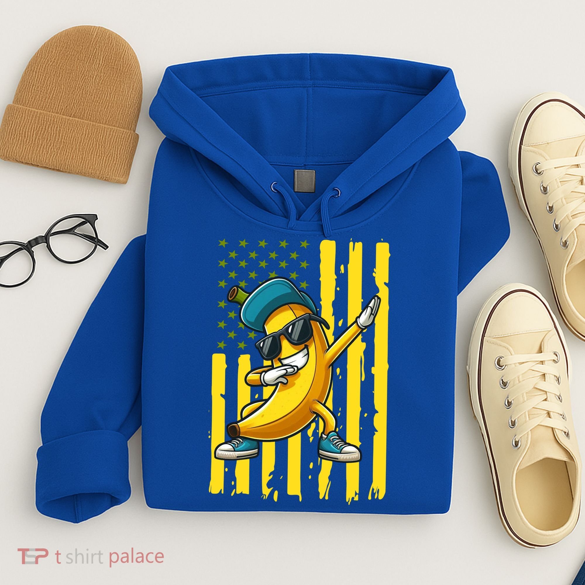 Banana Lover Retro American Flag Dabbing Hoodie