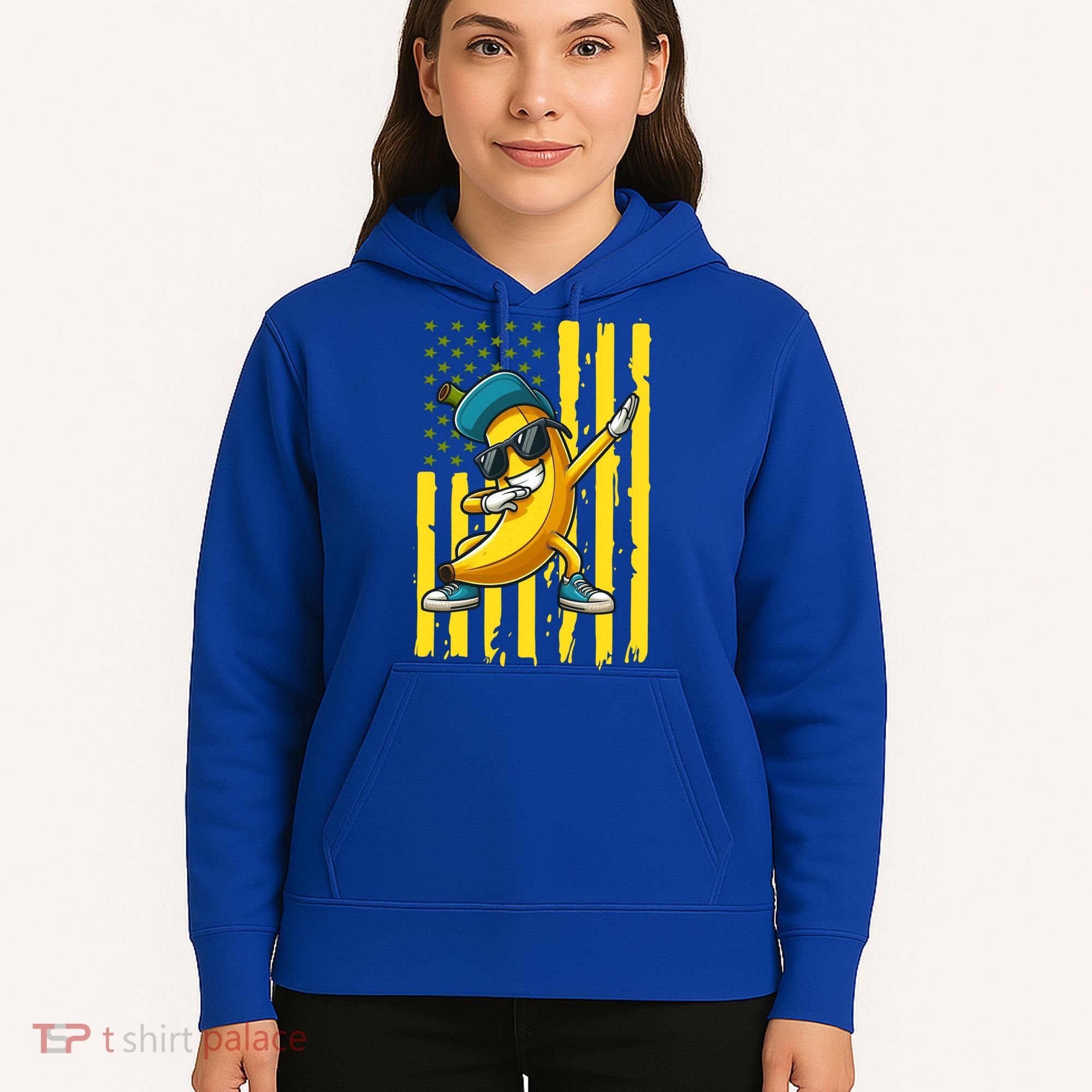 Banana Lover Retro American Flag Dabbing Hoodie