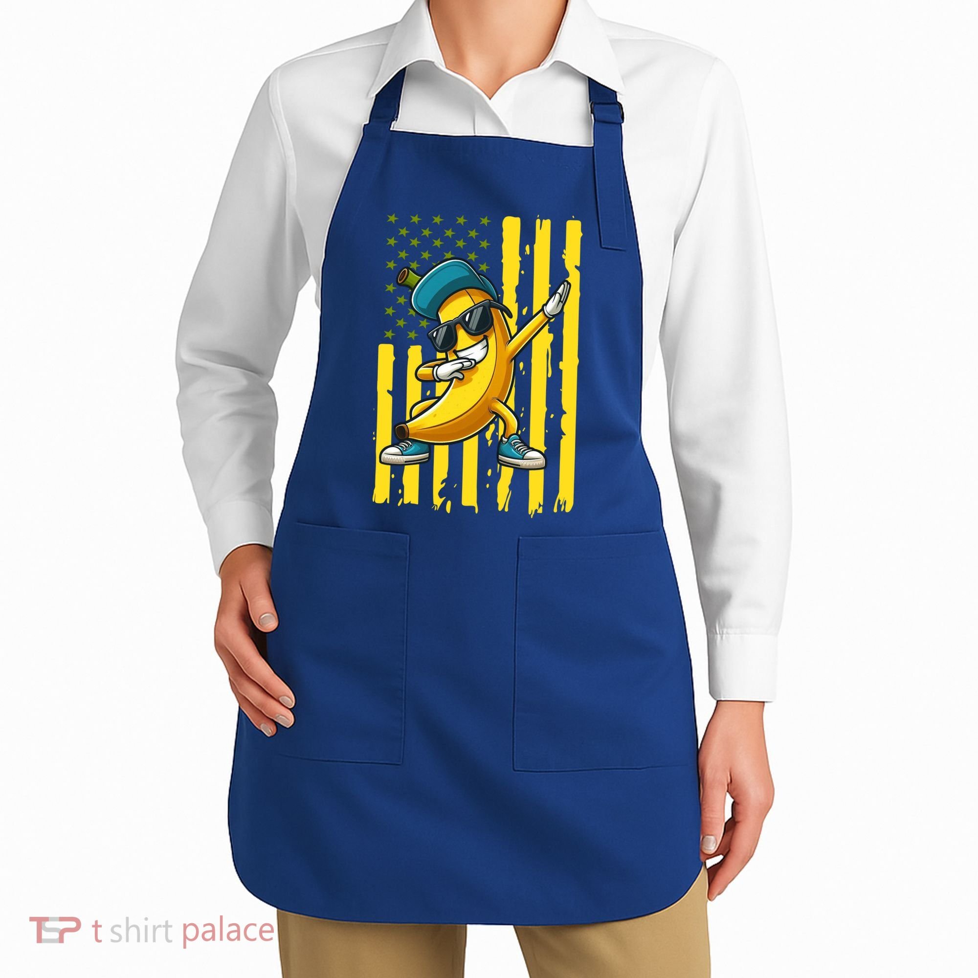 Banana Lover Retro American Flag Dabbing Apron