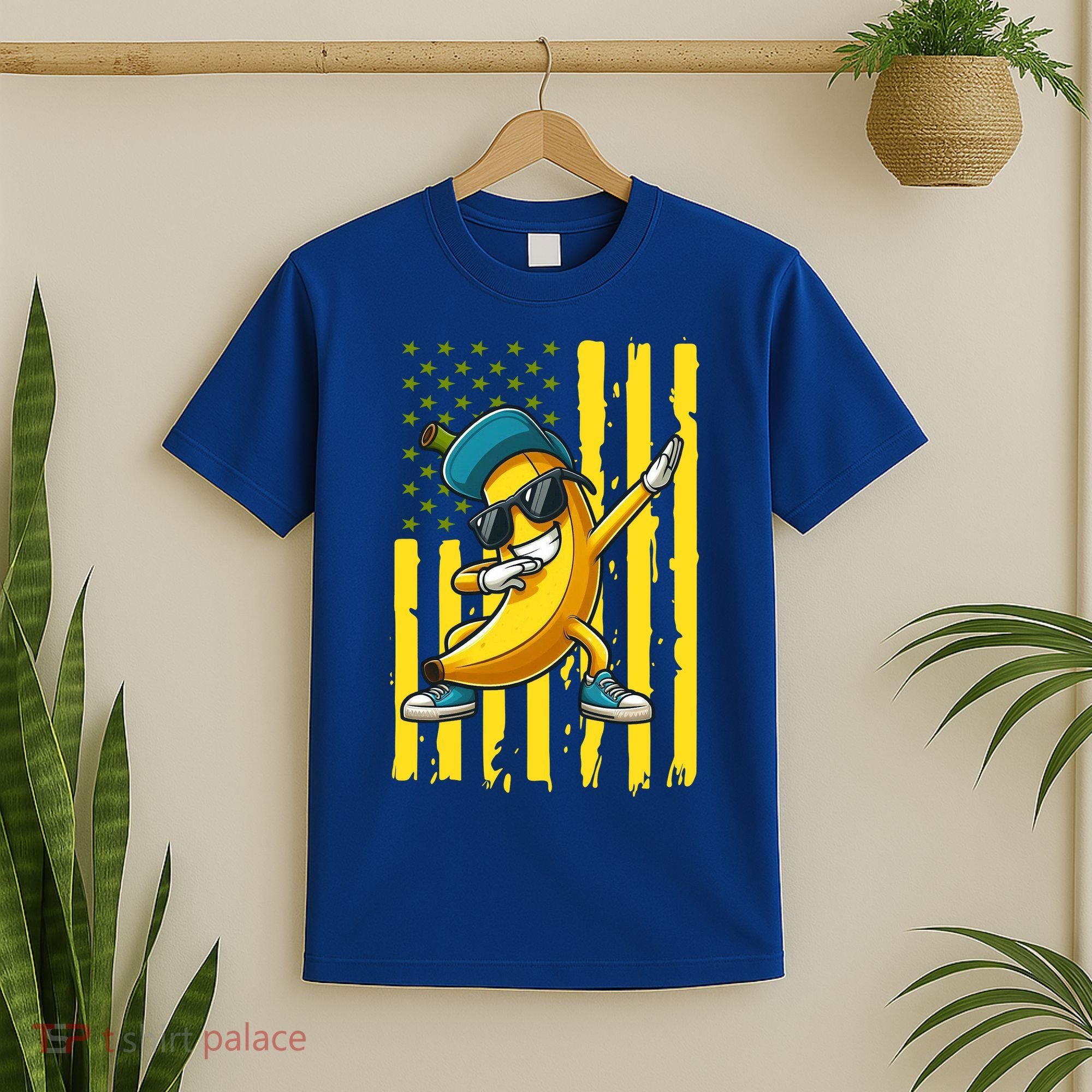 Banana Lover Retro American Flag Dabbing T-Shirt