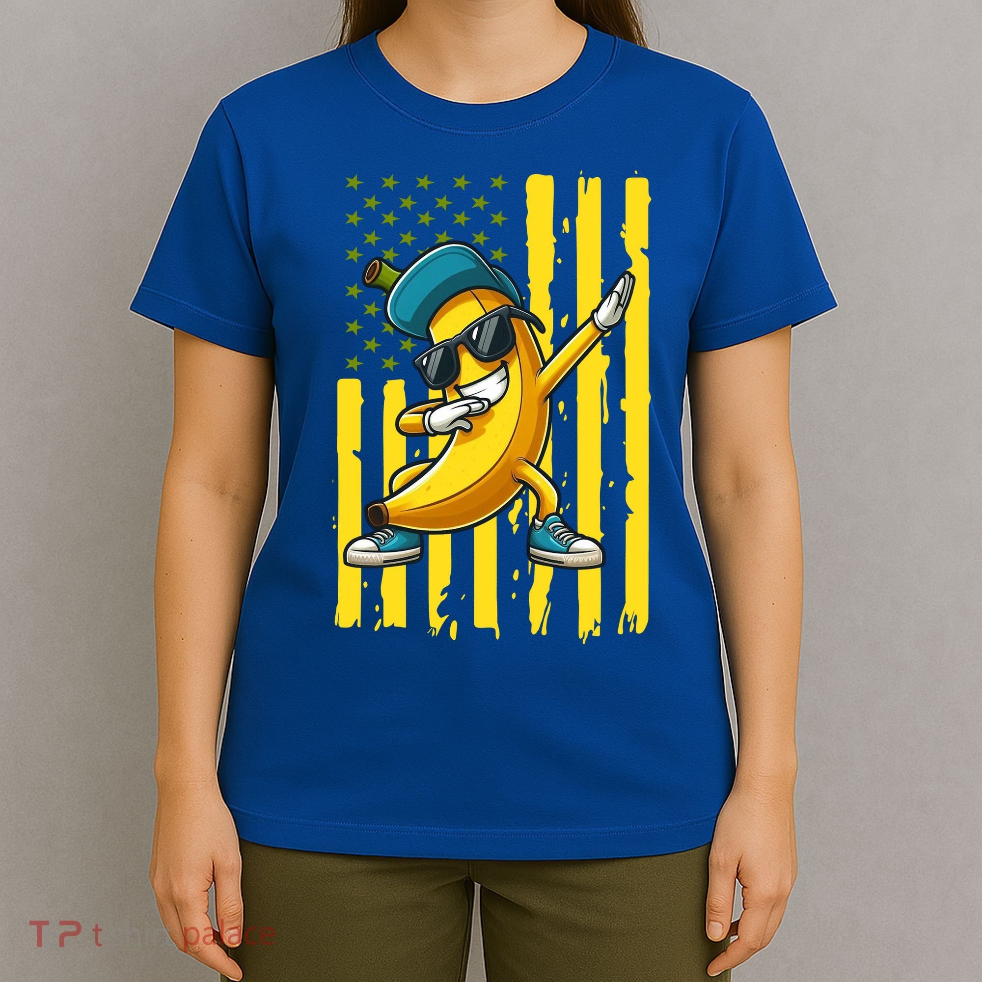 Banana Lover Retro American Flag Dabbing T-Shirt