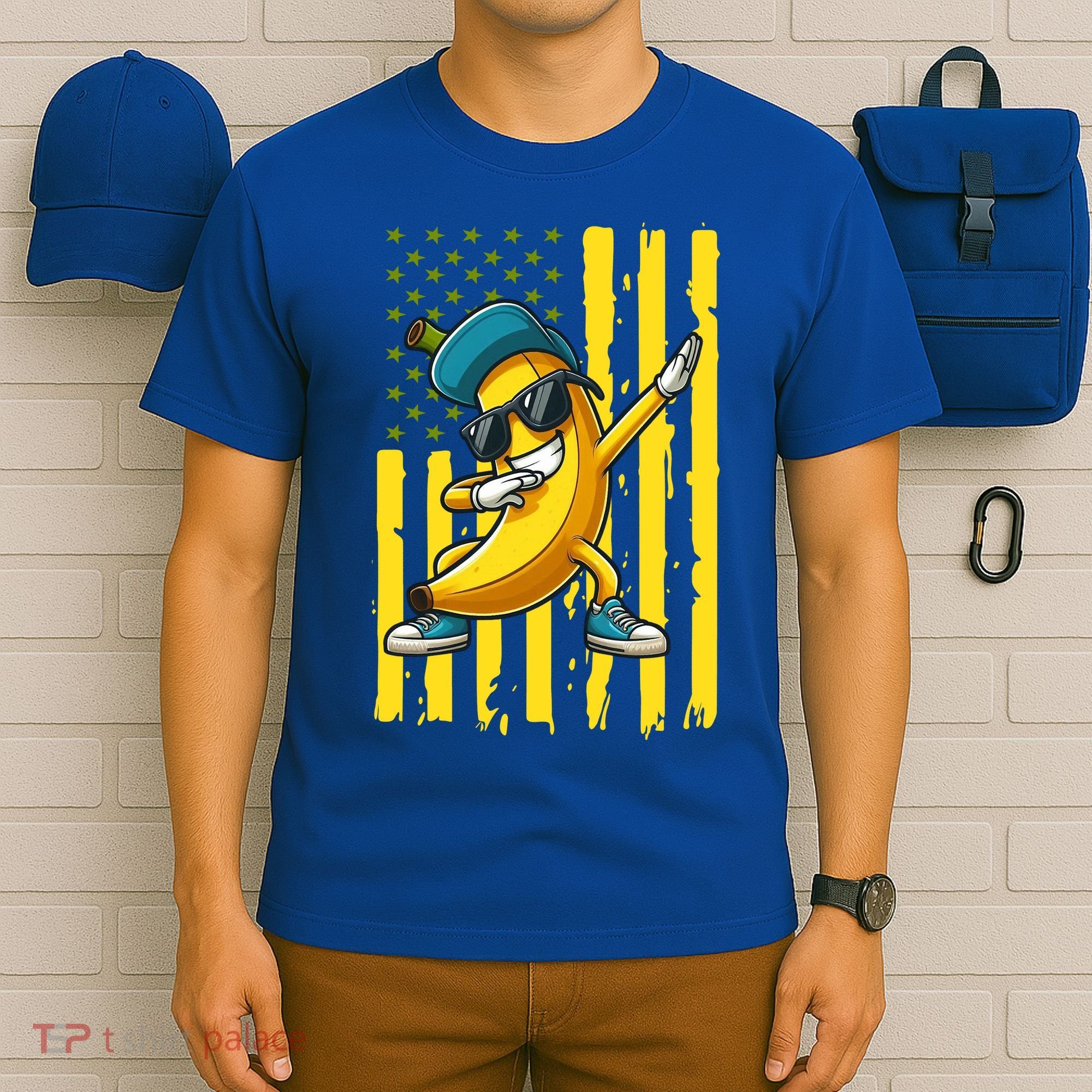Banana Lover Retro American Flag Dabbing T-Shirt
