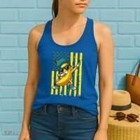 Banana Lover Retro American Flag Dabbing Women's Tank Top thumb 2