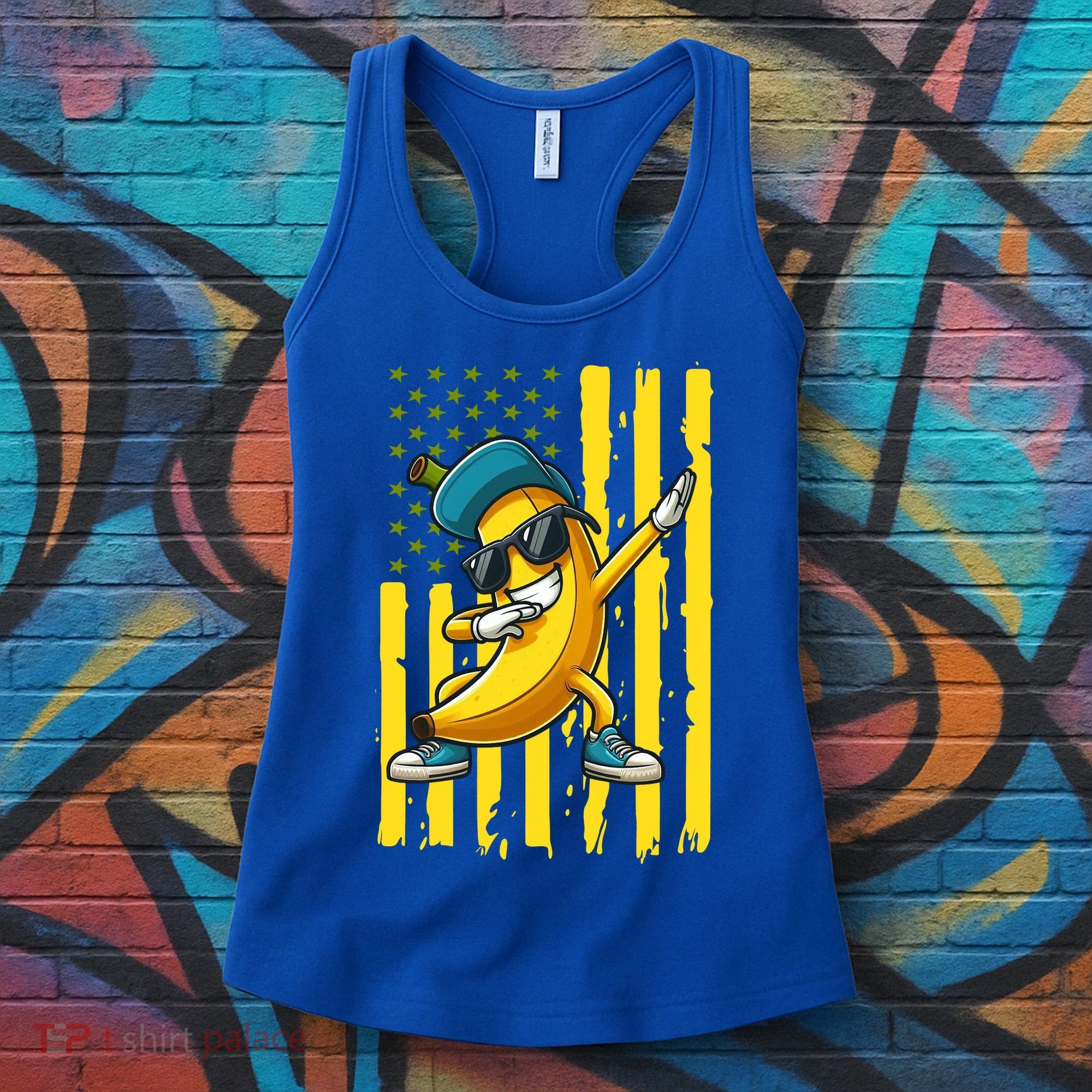 Banana Lover Retro American Flag Dabbing Women's Tank Top