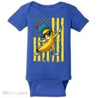 Banana Lover Retro American Flag Dabbing Baby Bodysuit thumb 0