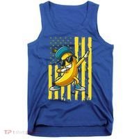Banana Lover Retro American Flag Dabbing Tank Top thumb 0