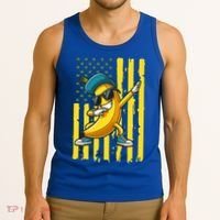 Banana Lover Retro American Flag Dabbing Tank Top thumb 3