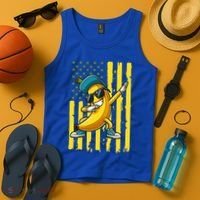 Banana Lover Retro American Flag Dabbing Tank Top thumb 4