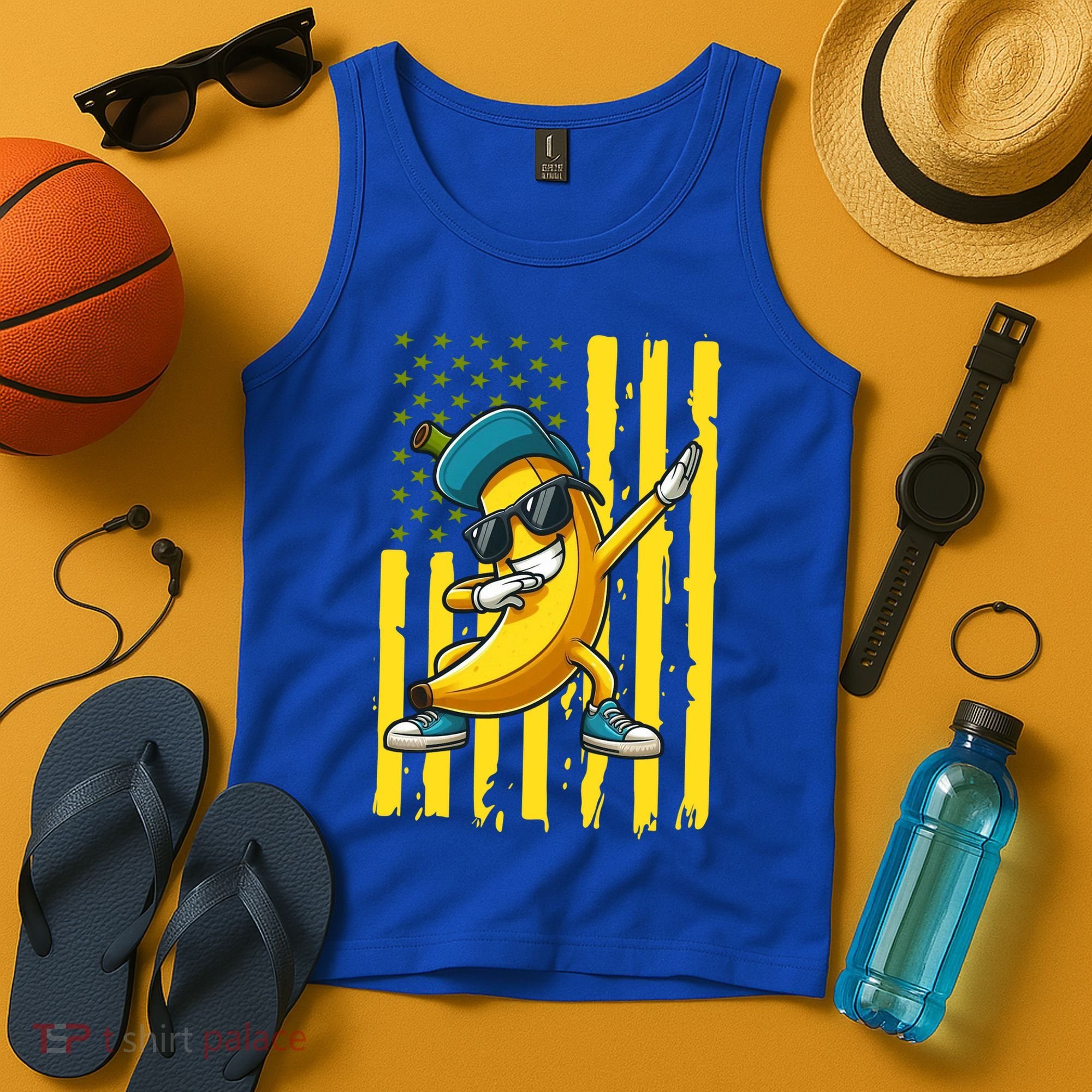 Banana Lover Retro American Flag Dabbing Tank Top