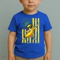 Banana Lover Retro American Flag Dabbing Toddler T-Shirt thumb 2