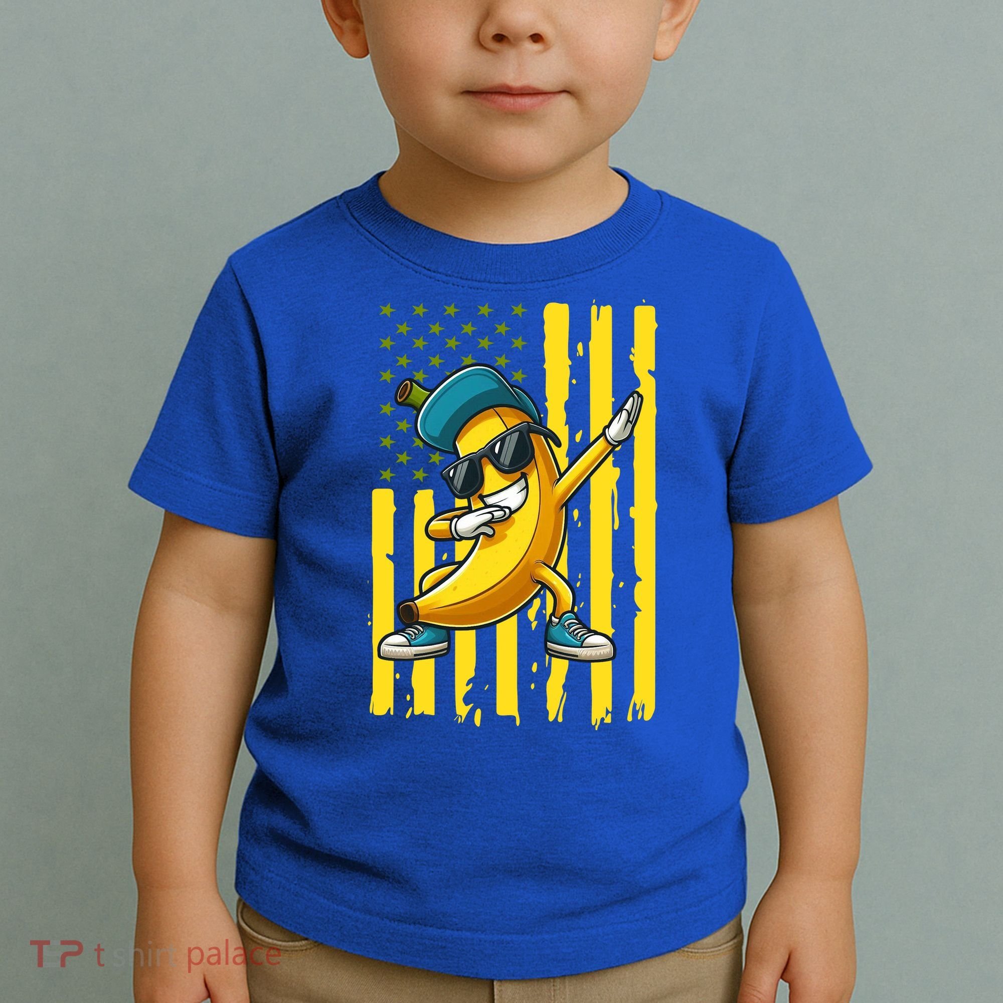 Banana Lover Retro American Flag Dabbing Toddler T-Shirt