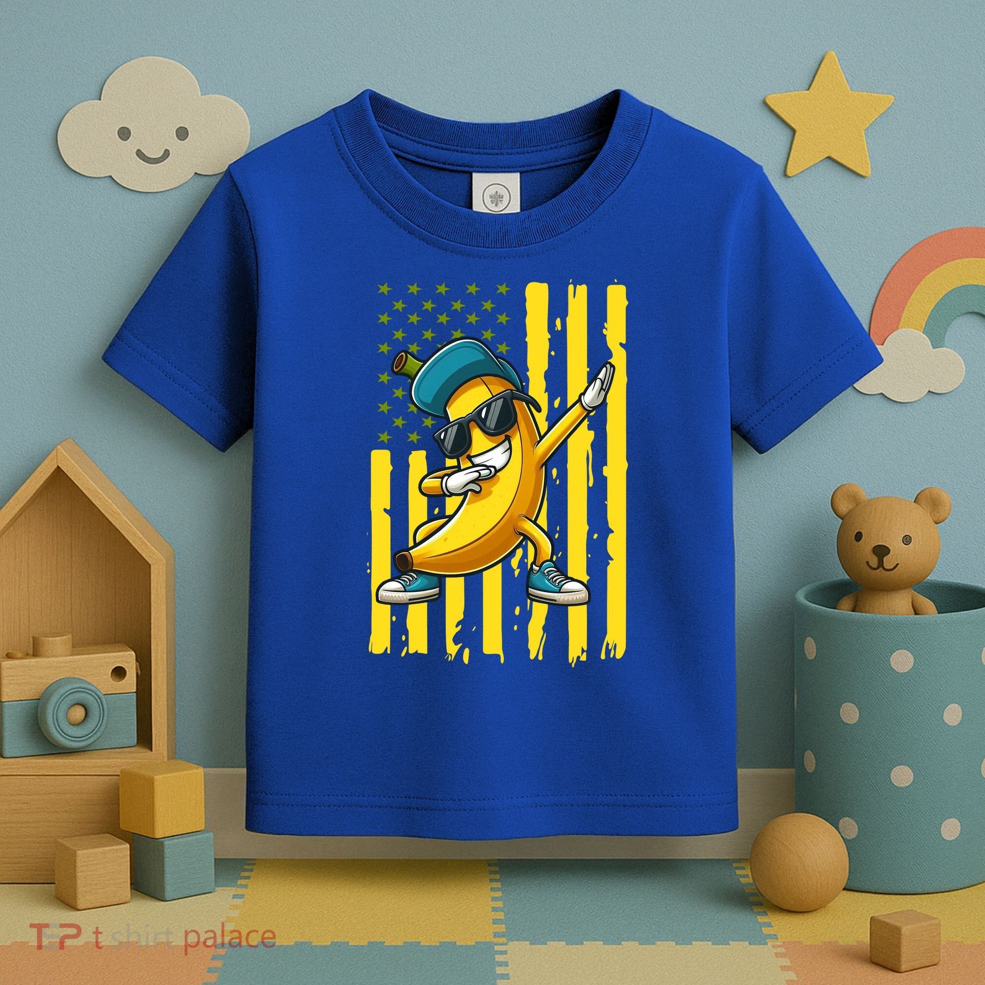 Banana Lover Retro American Flag Dabbing Toddler T-Shirt