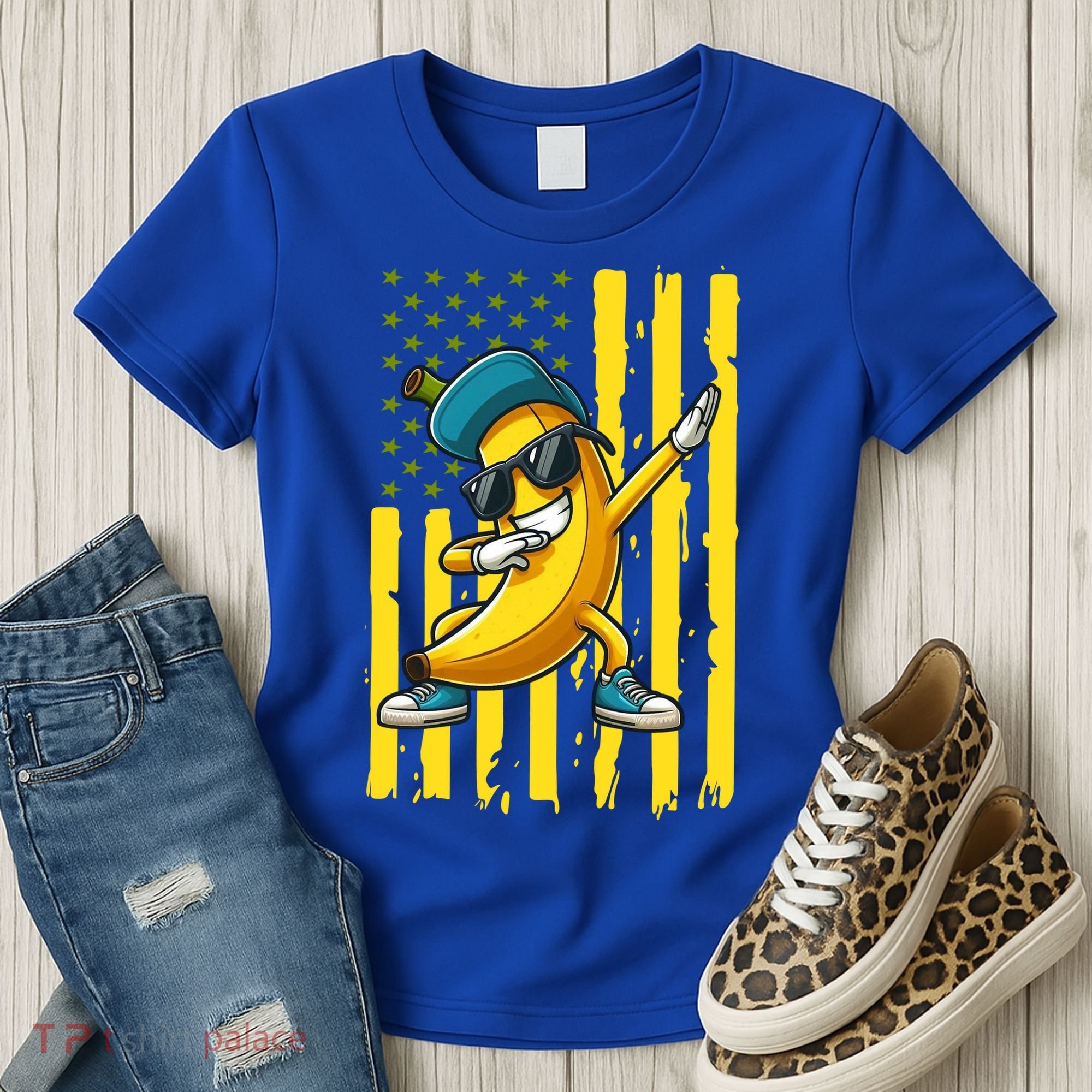 Banana Lover Retro American Flag Dabbing Women's T-Shirt