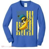 Banana Lover Retro American Flag Dabbing Kids Long Sleeve Shirt thumb 0