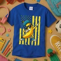 Banana Lover Retro American Flag Dabbing Kids T-Shirt thumb 3