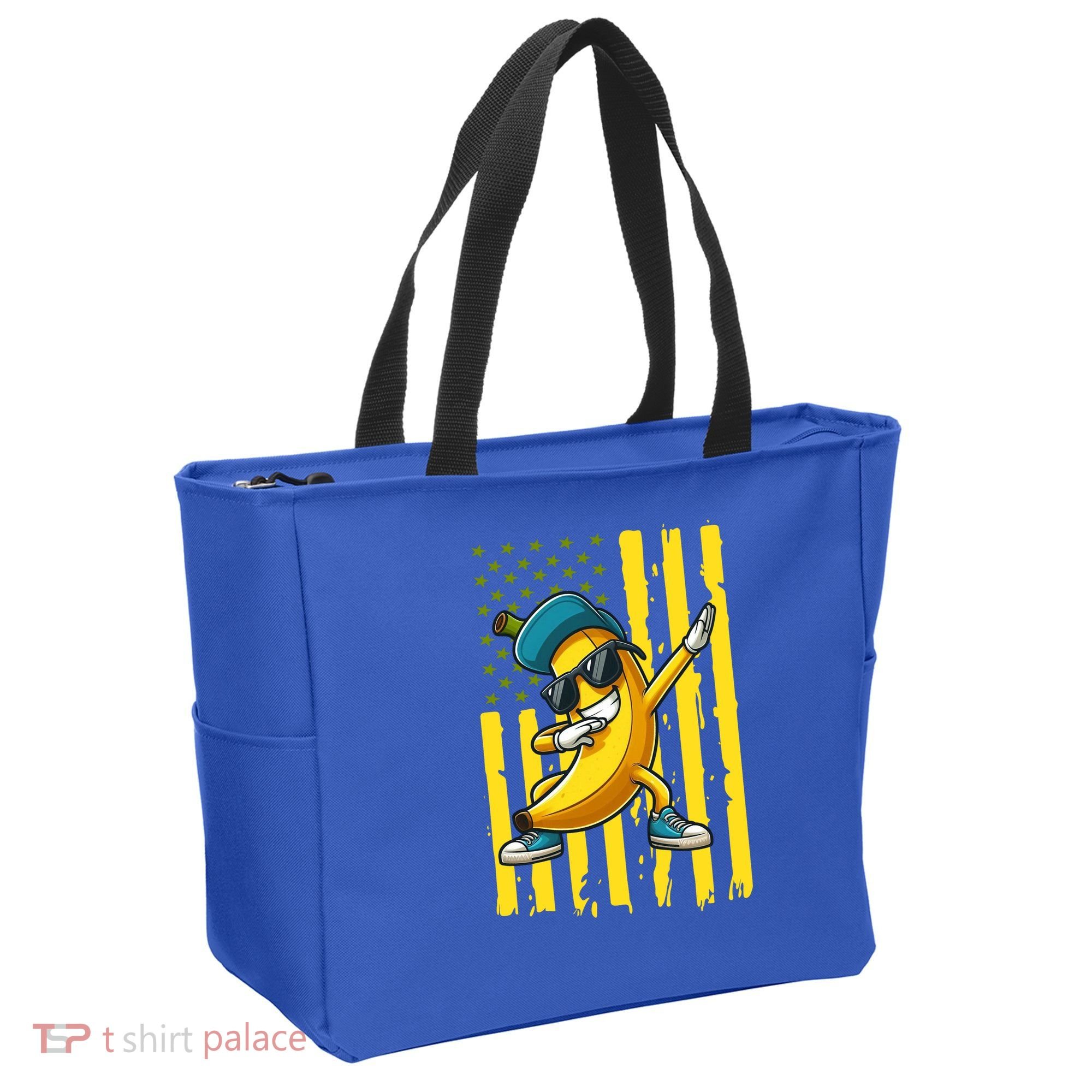 Banana Lover Retro American Flag Dabbing Tote Bag
