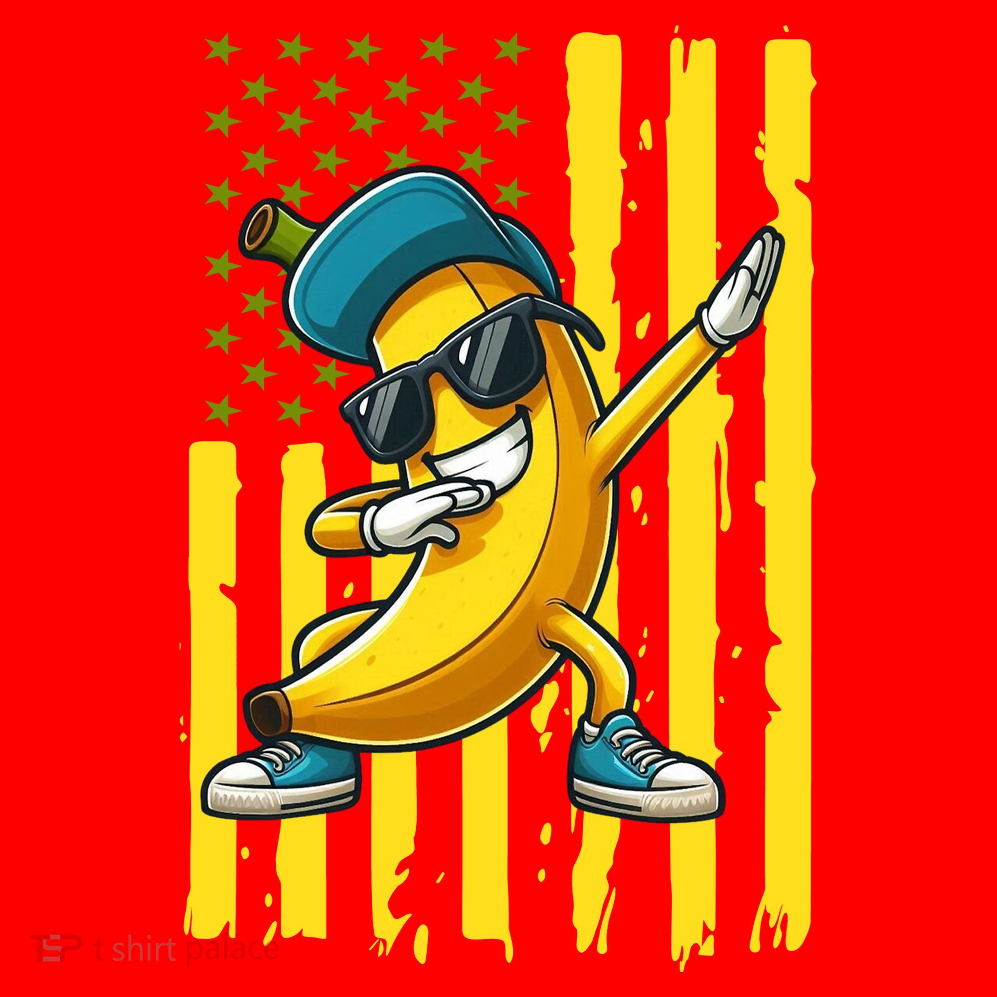 Banana Lover Retro American Flag Dabbing Santa Hat