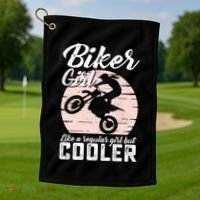Biker Like Regular But Cooler Funny Motorcycle Gift Golf Towel thumb 1