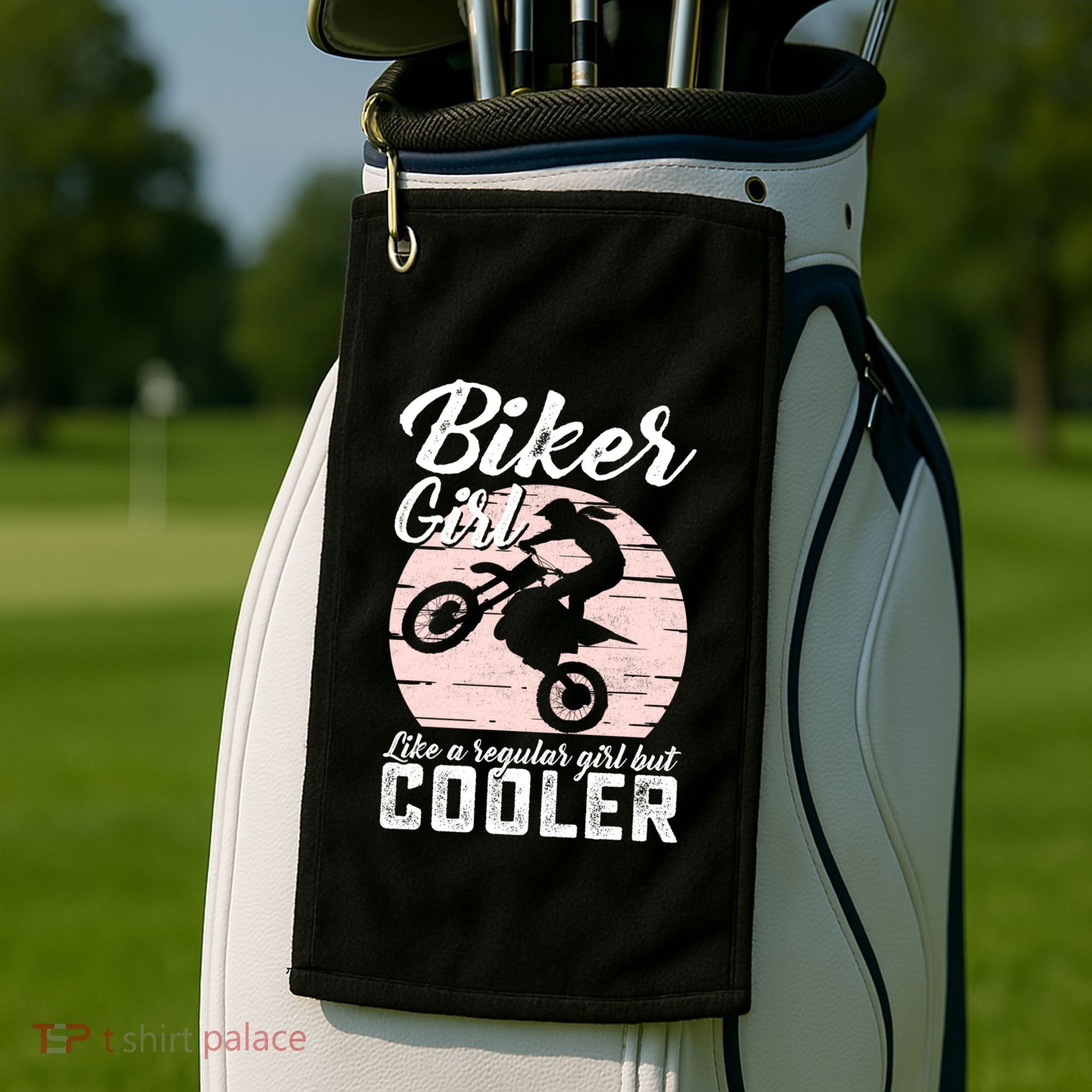 Biker Like Regular But Cooler Funny Motorcycle Gift Golf Towel