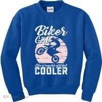 Biker Like Regular But Cooler Funny Motorcycle Gift Kids Sweatshirt thumb 0