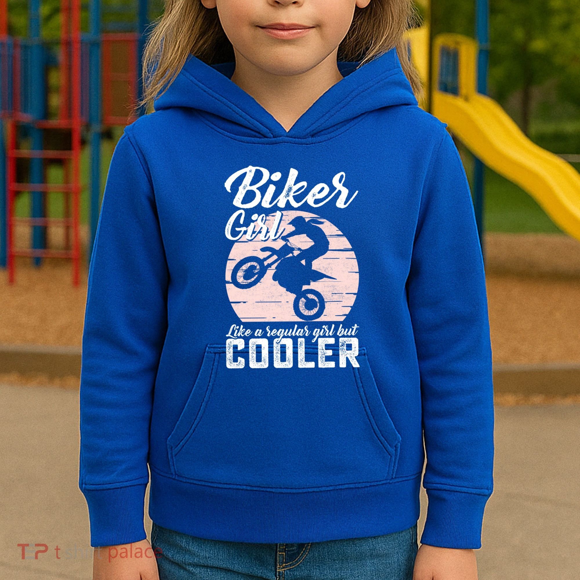 Biker Like Regular But Cooler Funny Motorcycle Gift Kids Hoodie