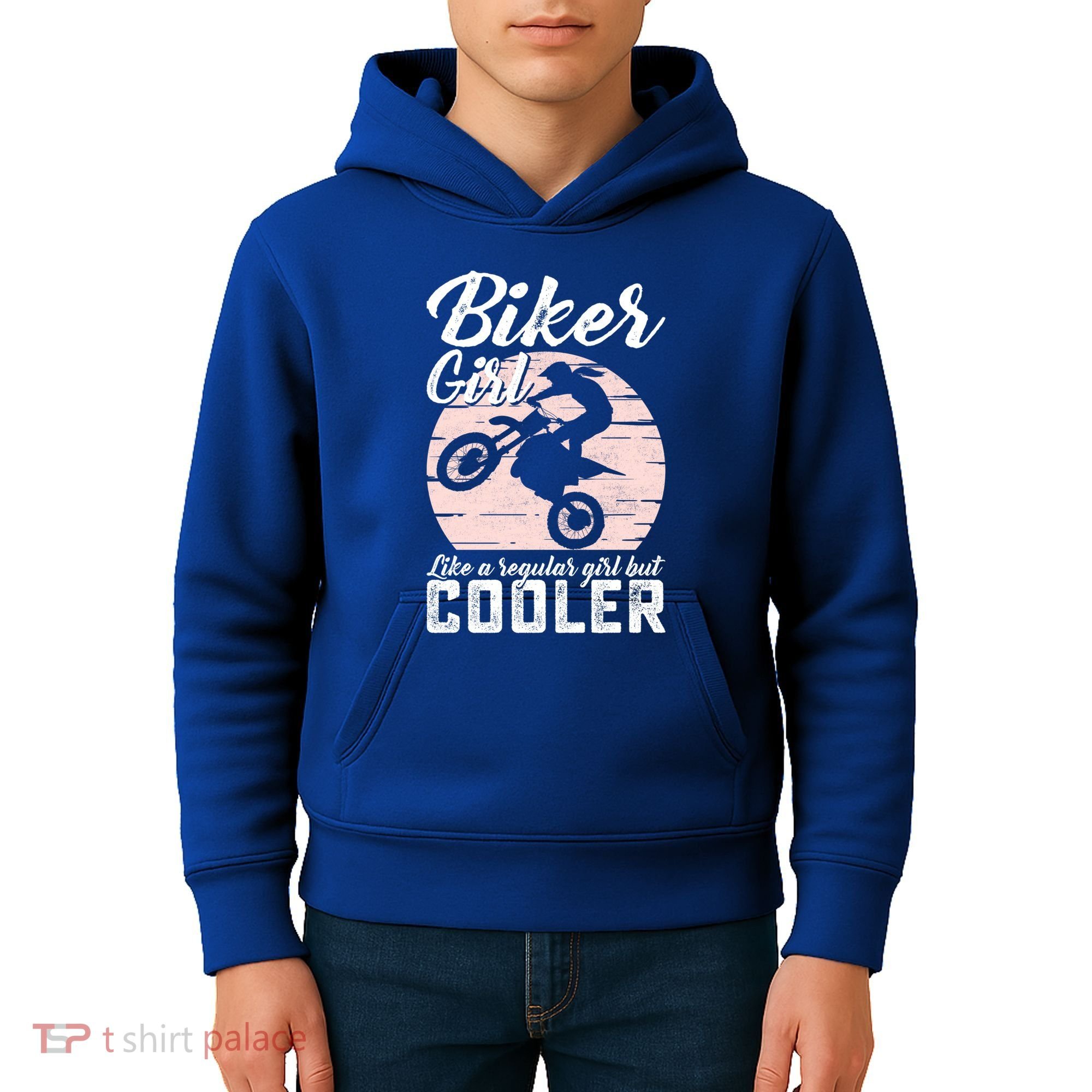 Biker Like Regular But Cooler Funny Motorcycle Gift Kids Hoodie