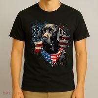 Black Labrador Retriever USA Flag Lab Dog Lover Gifts T-Shirt thumb 3