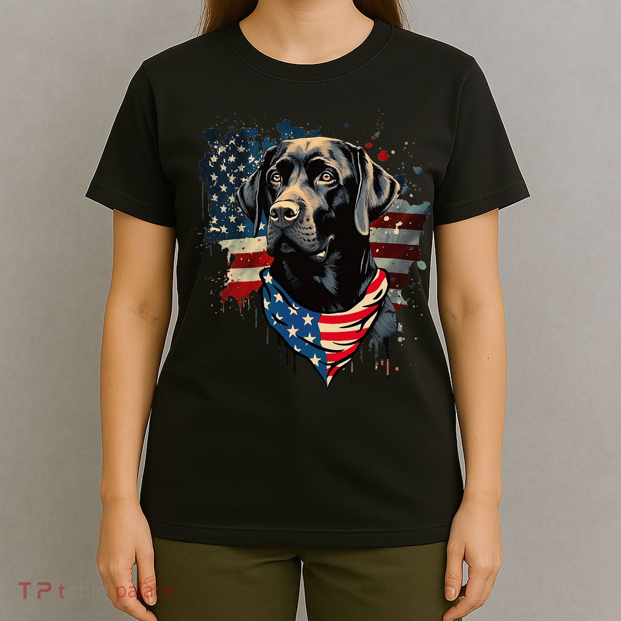 Black Labrador Retriever USA Flag Lab Dog Lover Gifts T-Shirt